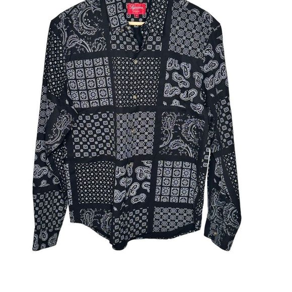 Supreme Paisley Print Long Sleeve Button Up Shirt Size Medium - Picture 6 of 9